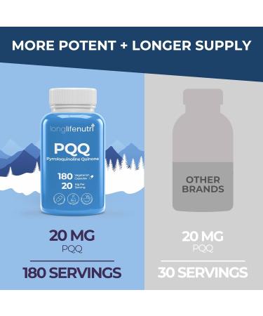 LongLifeNutri PQQ 20mg - 180 Vegetarian Capsules Pyrroloquinoline Quinone 6-Month Supply Supplement for Daily Energy & Mental Performance GMP Certified Made in USA 180 Count (Pack of 1) - Buy Online on GoSupps.com