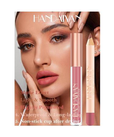Seawave Nude Lip Liner and Lipstick Set - 12 Pcs Long Lasting Waterproof Matte Lipgloss for Black Mature Women - Makeup Gift Set - Buy Online on GoSupps.com