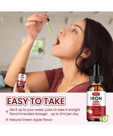 Liquid Iron Supplement for Women & Men Iron Drops Iron Supplements for Anemia with Folate, Vitamin C, B12 for Red Blood Cell Support-Green Apple Flavor, 2 Fl Oz Green Apple 2 Fl Oz (Pack of 1) - Buy Online on GoSupps.com