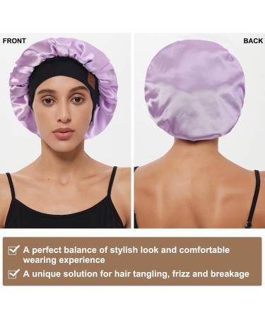Satin Bonnet Silk Sleep Cap for Women | Adjustable Wide Band | Double Layer | A05-Lilac - Buy Online on GoSupps.com