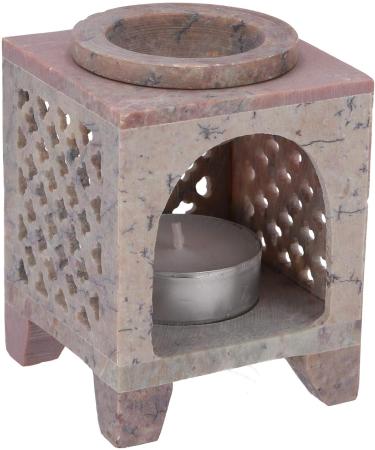 Shop Guru Indian Fragrance Lamp - Essential Oil Diffuser & Tealight Holder for Aromatherapy | Bacon Stone Cube Orient (8x6x6 cm) | Premium Fragrance & Oil Lamps - Buy Online on GoSupps.com