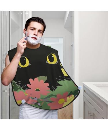 Black Cat Print Beard Bib Apron - Non-Stick Hair Catcher for Men | Perfect Shaving Gift | One Size - Buy Online on GoSupps.com