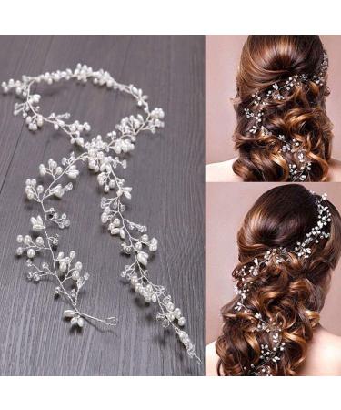 Beek 50 cm wedding accessories hair wire pearls jewellery bridal rhinestone headband with crystal headdress headpiece for women and girls