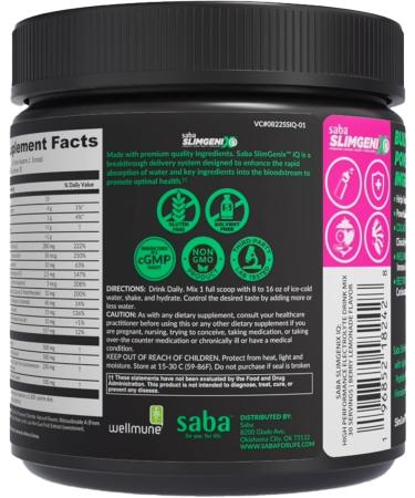 Saba SlimGenix IQ | 4-in-1 Hydration & Immune Support Drink Mix | Berry Lemonade Flavor | 30 Servings for Beauty & Circulation - Buy Online on GoSupps.com
