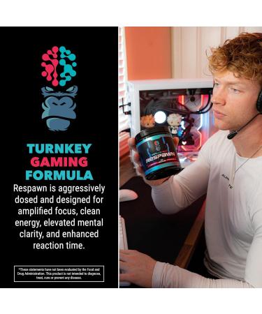 Gorilla Mind Respawn Cherry Blackout - Advanced Gaming Supplement for Focus Reaction Time & Clean Energy | 40 Servings | International Shipping Available - Buy Online on GoSupps.com