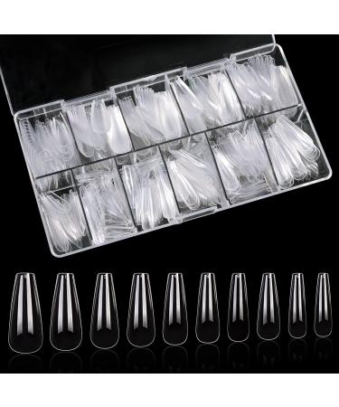 Sularpek nail tips 500 pieces clear wrong nails tips fake nails transparent for acrylic nails 10 sizes clear artificial toenails to stick on for women women nail art DIY