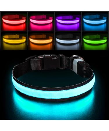 Luminous collar dog Charging dog collar luminous waterproof 7 color change adjustable LED light collar dogs for small medium large dogs for night safety black-s s (28-40cm/11-15.7inch) 2022-black