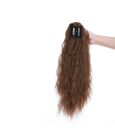 60cm Light Brown Wavy Claw Ponytail Hair Extension - Human Hair & Heat Resistant Synthetic - Buy Online on GoSupps.com
