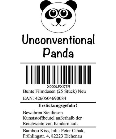 Unconventional Panda Colorful Film Canisters 25 Sturdy Plastic Containers for Geocaching & Small Parts - International Shipping Available - Buy Online on GoSupps.com