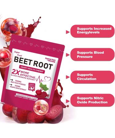Central Park Morning Beet Root Chews 2-in-1 Beet Root Powder & Grape Seed Extract Nitric Oxide Support for Heart Health Energy & Blood Pressure Non-GMO 60 Chews for Men & Women - Buy Online on GoSupps.com