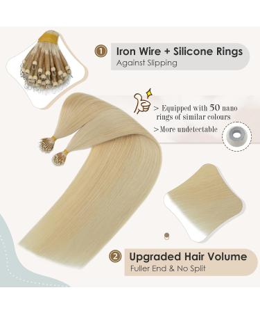Elailite Nano Ring Hair Extensions Blonde Real Human Hair 50 Strands 50g Cold Fusion With Nano Beads Remy Hair Straight (#60 Platinum Blonde 16 Inch) 16 Inch (NANO) #60 Platinum Blonde - Buy Online on GoSupps.com