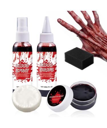 Fake Blood Makeup Kit for Halloween | Coagulated Gel Blood Kit with Cleansing Soap Washable Accessories for Zombie Vampire Costume for Movies Cosplay Theme Parties Props