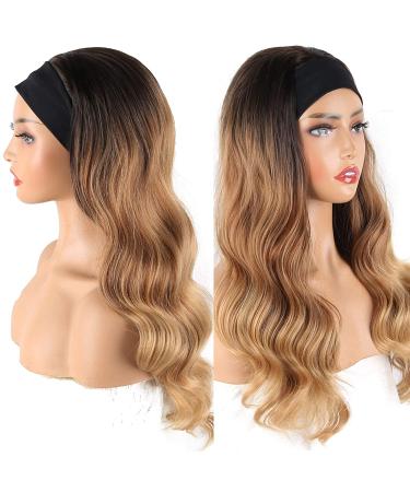 LEOSA Ombre Body Wave Blonde Headband Wig - 24 inch Long Synthetic Wavy Wig for Black Women - Buy Online on GoSupps.com
