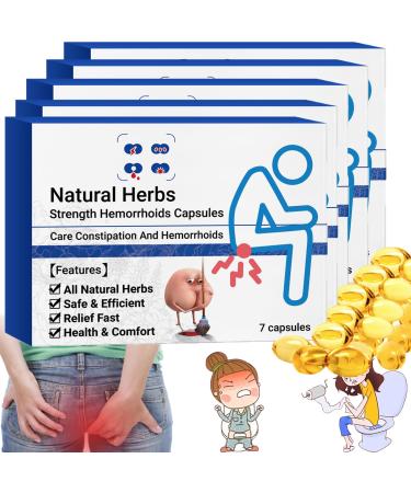 LPSHGK Heca Natural Herbal Strength Hemorrhoid Capsules Heca Natural Herbal Hemorrhoid Capsules Heca Hemorrhoid Capsules Hemorrhoid Relief Capsules (5Boxes-35PCS)