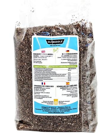 Oltresole Organic Chia Seeds 1 kg Super-food rich in protein and fiber no additives ideal for muesli salads and pastries Ideal Family Pack - Buy Online on GoSupps.com