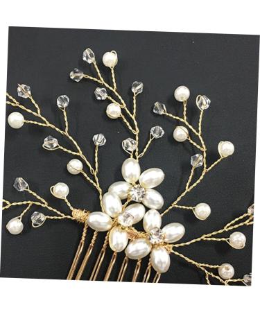 Housoutil Women Hairpin Bridal Wedding Headpiece Wedding Tiara Pearl Hair Comb Pearl Headpiece Wedding Hair Comb Crystal Hair Accessories Bride - Buy Online on GoSupps.com