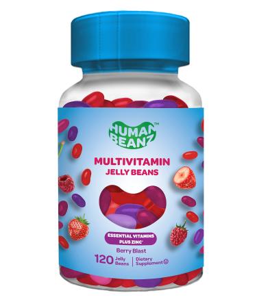 Human Beanz Multivitamin Jelly Bean Gummies with Zinc for Men and Women Immune Support Dietary Supplements for Adults Vegetarian 120 Berry Blast Jelly Beans Kosher