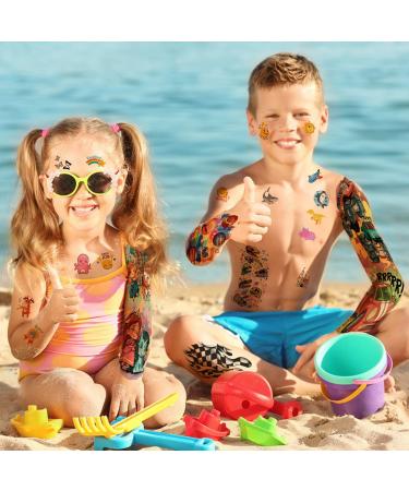 52 Sheets Kids Full Arm Temporary Tattoo Set - Realistic Fake Tattoos for Boys and Girls - Dinosaur, Unicorn, Shark, Butterfly Designs - Buy Online on GoSupps.com