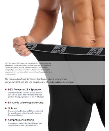 HOPLYNN Men's Compression Shorts - Quick-Drying 3/4 Running & Cycling Pants - Pack of 3 Black - Ideal for Football & Fitness - Buy Online on GoSupps.com