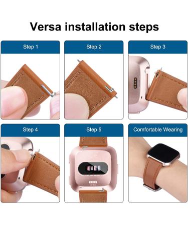 2 Pack BOTNUW Leather Bands for Fitbit Versa 2, SE, Lite - Soft Replacement Straps for Fitness Smart Watch - Black & Brown - Men and Women - Buy Online on GoSupps.com