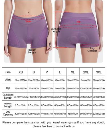 INBIKE Women's High Waist Padded Bicycle Underwear - Comfortable Cycling Briefs SW003 XL Purple - Buy Online on GoSupps.com
