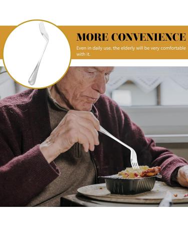 FOMIYES Adaptive Curved Fork - Stainless Steel Utensil for Hand Tremors, Arthritis, Parkinson's - Right-Handed Angled Cutlery for Elderly Use - Buy Online on GoSupps.com