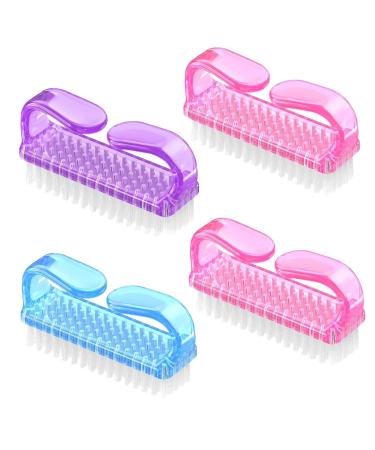RSYHVG 4 Pcs Nail Brushes Nail Cleaning Brush Plastic Handle Scrubbing Brush Eco Friendly Fingernail Brush with Soft Bristles Nail Manicure Dust Brush for Hand Toes Nail Home Garden Salon use