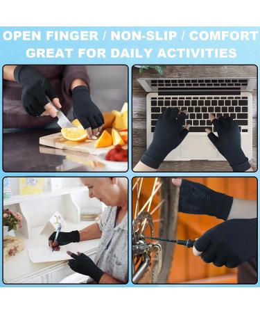 SHIFANQI Copper Arthritis Compression Gloves - 2 Pairs, Fingerless Design for Carpal Tunnel & Hand Pain Relief, Medium Size - Buy Online on GoSupps.com