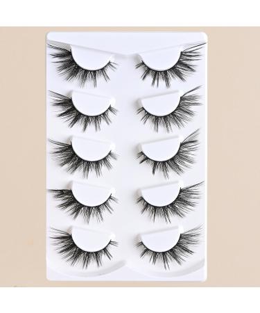 Natural Wispy Mink Lashes | 5 Pairs Fluffy Cat Eye Fake Eyelashes - Short Cluster Look (10-15mm - Buy Online on GoSupps.com