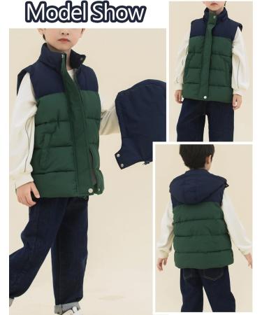 Happy Cherry Kids Winter Puffer Vest Jacket - Lightweight & Water Resistant Hoodie Gilet for Boys & Girls, Windproof Down Vest - 6-7 Years, Green - Buy Online on GoSupps.com