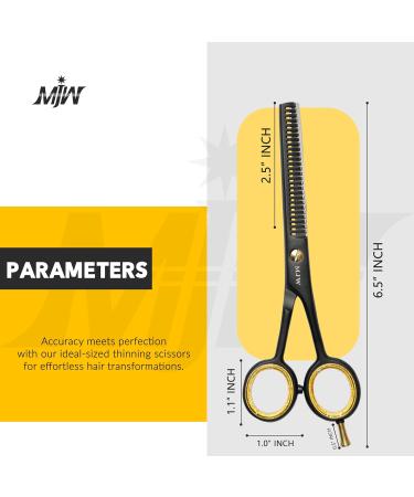 MJW Hair Thinning Scissors - Stainless Steel Hair Cutting Teeth Shears Professional Barber Hairdressing Blending Shears Ideal Texturizing and Layering Scissors for Men and Women Black Hair Thinning - Buy Online on GoSupps.com