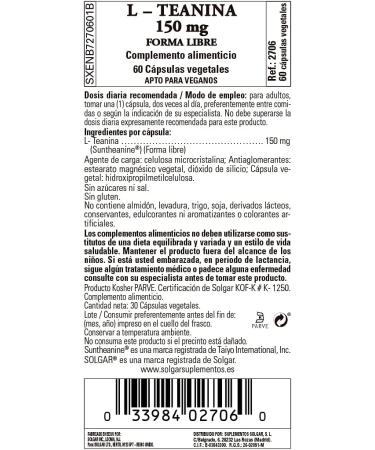 Solgar L-Theanine 150 mg - 60 Vegetable Capsules | Natural Stress Relief - Buy Online on GoSupps.com