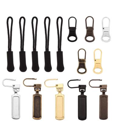 15 pieces of zipper pull replacement zipper zipper replacement zipper Extrolance zipper tapper for backpacks jackets luggage wallet handbags (3 designs 5 colors)