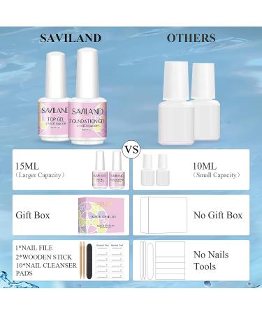 Saviland 15ml Gel Nail Polish Base and Top Coat Set - Shiny No Wipe Soak Off Clear Gel Polish for Starters - Nail Salon Quality at Home - Ideal Gift - Buy Online on GoSupps.com