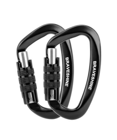 Braveshine carabiner carabiner hook 12kn twist lock Karabiner 80mm aluminum carabiner hook large with resilience up to 1200kg for hammock sun sail dog leash 2 pieces black - Buy Online on GoSupps.com