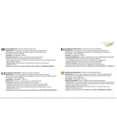 Vita World L-Glycine 1000mg 120 Capsules Made in Germany - Buy Online on GoSupps.com