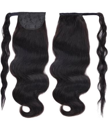 Hair Chignon 12-26 Inches Long Wavy Ponytail Extensions Brazilian Human Hair Wraparound Ponytail Wig Hair Bun for Black Women Messy Bun Hair Piece (Color : Black Wavy Size : 18inch 80g) - Buy Online on GoSupps.com