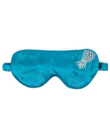 THXSILK 100% Mulberry Silk Sleeping Mask & Blindfold Perfect for Travel Embroidered Stylish Eyemask Blue