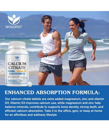 Calcium Citrate 1200mg Supplement with Vitamin D3 for Women and Men - Calcium Magnesium Zinc D3 Supplement for Bone, Teeth, Immune Support, Vegan-Friendly - 120 Tablets 120 Count (Pack of 1) - Buy Online on GoSupps.com