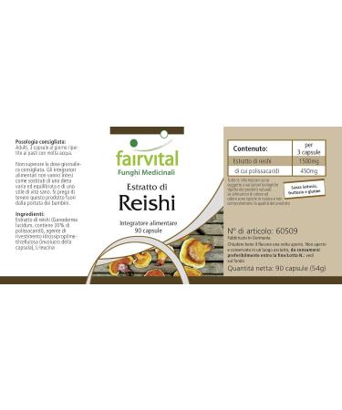 Fairvital | Reishi Extract 500mg - 30% Polysaccharides - Ganoderma lucidum - 90 Pcs - Vegan - Buy Online on GoSupps.com
