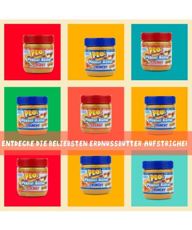 PEO's 6 x 340g Crunchy Peanut Butter | Natural Peanut Butter from Roasted Peanut Kernels | Delicious Peanut Paste Full Taste - Buy Online on GoSupps.com