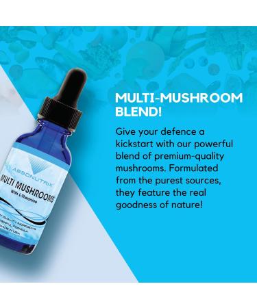 Absonutrix Multi Mushrooms l theanine Supplement 390 mg 4 Oz Liquid 302 Servings Made in USA Quick Absorption Quality Potent Ingredients Non-GMO GMP Certified Facility Cruelty-Free Products - Buy Online on GoSupps.com