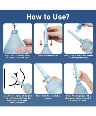 Douches Enema Kit for Men and Women - Anti Back-Flow, Reusable, Portable Enema Bulb for Constipation Relief - 150ml Blue - Buy Online on GoSupps.com