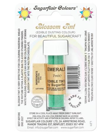 Sugarflair Emerald Blossom Tint Food Colouring and Dusting Powder Matt Finish Brush On or Mix with Rejuvenator Spirit to Create a One of A Kind Cake - 7ml