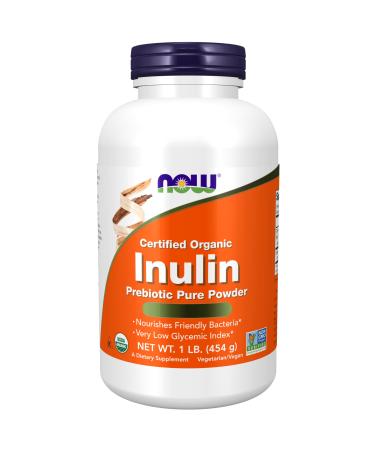 Now Foods Certified Organic Inulin 454g Vegan Powder Soy Free Gluten Free Non-GMO Vegetarian