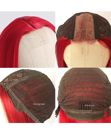 Missyvan Ruby Red Long Straight Synthetic Wig - Natural Look, Heat Resistant Fiber, Middle Parting - Buy Online on GoSupps.com
