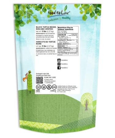 5 lbs Black Turtle Beans - Non-GMO, Sproutable, Vegan, Kosher - High Protein & Fiber - Ideal for Soups, Salads, Stews, Chili - Buy Online on GoSupps.com