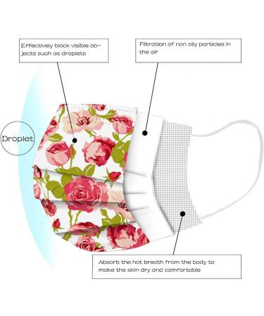 Shop SDFRK 50-Piece Adult Floral Face Masks - Colorful 3-Layer Breathable Cloth Masks - 3D Rose Print Nose Protection for International Shipping - Buy Online on GoSupps.com
