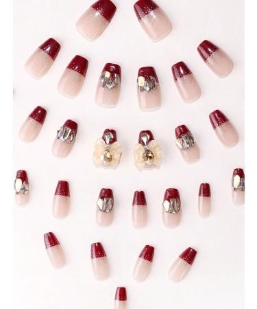 verysparkling 30pcs Butterfly Red Coffin Fake Nail Butterfly Red Press on Nails Butterfly Rhinestone Coffin Nails Luxurious Nails Acrylic Nails Fake Nails For Women Girls - Buy Online on GoSupps.com