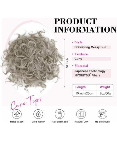REECHO Messy Bun Hair Piece - Large Curly Wave Extensions for Women, Gray with Brown Mixed - Buy Online on GoSupps.com